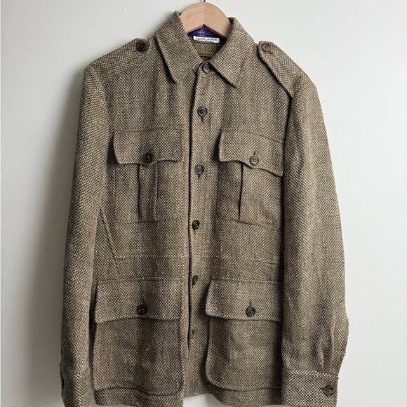Ralph Lauren Purple Label Tweed Safari Jacket – Brown Herringbone - Picture 2 of 9